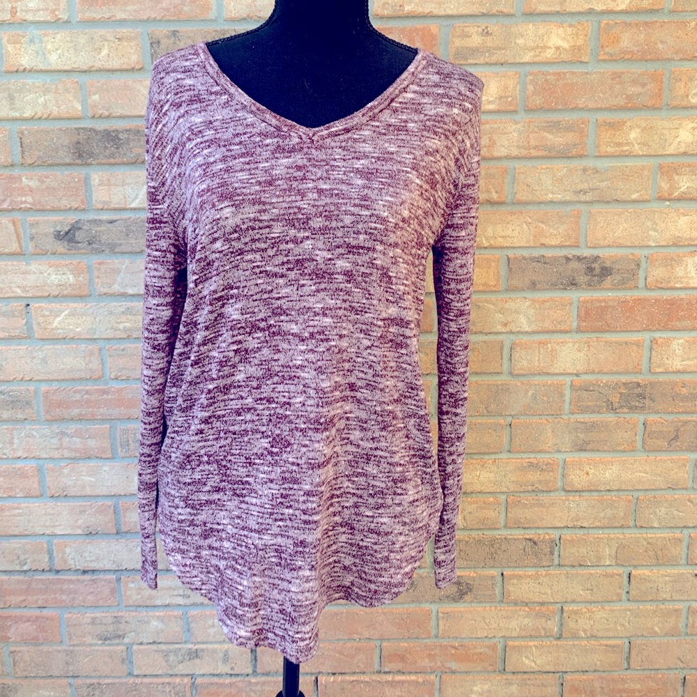 Faded Glory Lightweight Burgandy V-neck Sweater (S)